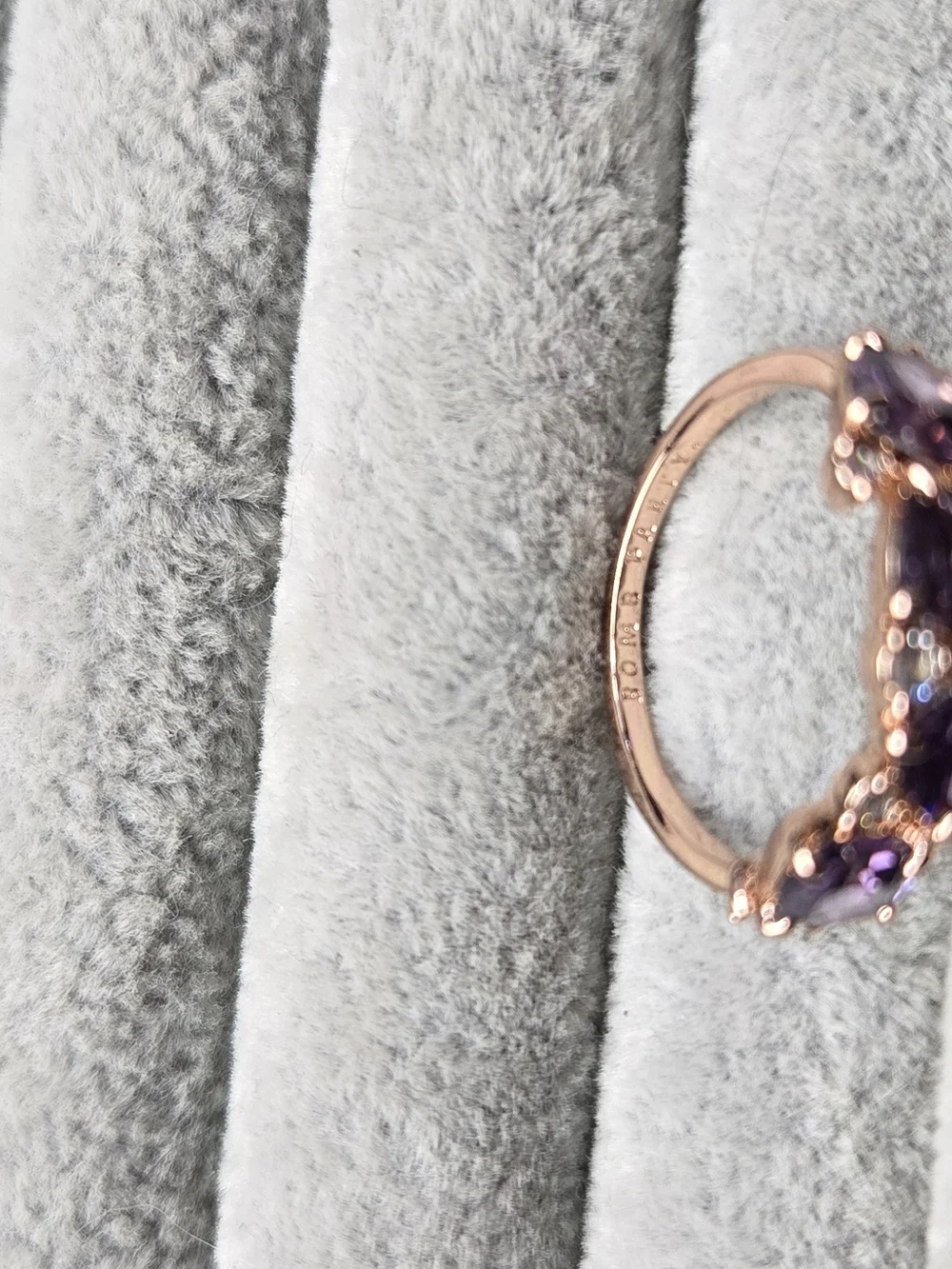 Size 8 Amethyst Rose Gold Plated Bomb Party Ring February